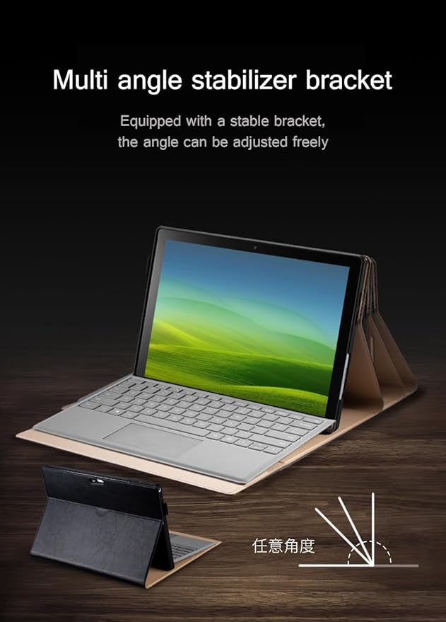 NANRUIL for Microsoft Surface Pro X and Pro X Plus 13 inch Case 2019/2020/2021/2024 Genuine Leather Cover Protective Shell Compatible with Type Cover Keyboard and Pencil Holder.Red