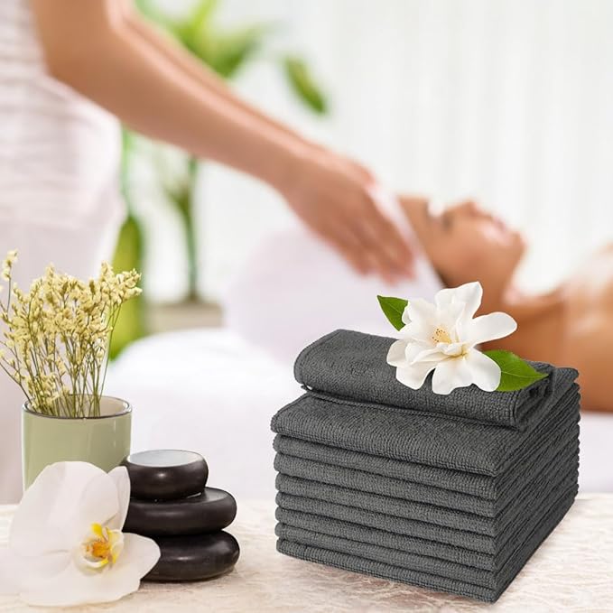 UNIMADE Washcloths Bulk - 200 Pack - Face Towels (12" x 12"), Highly Soft Wash Cloth and Hand Towels, Fast Drying Multi-Purpose Microfiber Cleansing Cloths for Bathroom, Hotel, Spa, and Salon - Grey