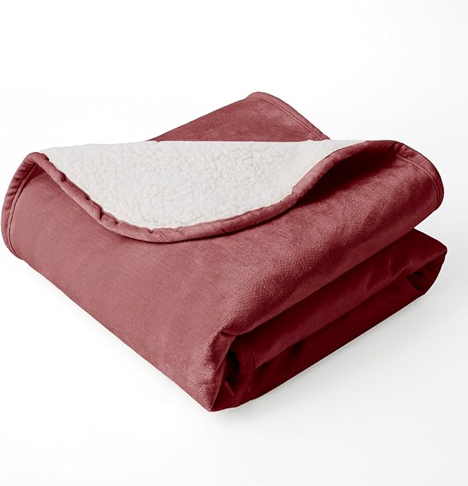 Bigbeer Waterproof Dog Blankets for Large Dogs, Washable Pet Blanket for Indoor Cats, Plush Sherpa Puppy Throw Furniture Protector for Bed Couch Sofa(40"x50",L,Burgundy Red)