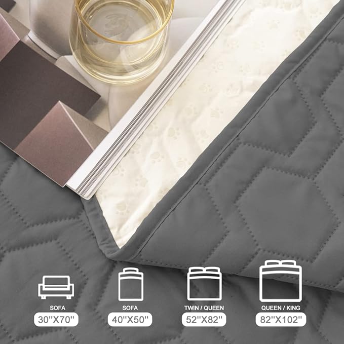 Tcksstex Waterproof and Non-Slip Dog Bed Cover and Pet Blanket Sofa Pet Bed Mat ，car Incontinence Mattress Protectors Furniture Couch Cover for Most Cats Dogs, Pets（82x102-Dark Grey）