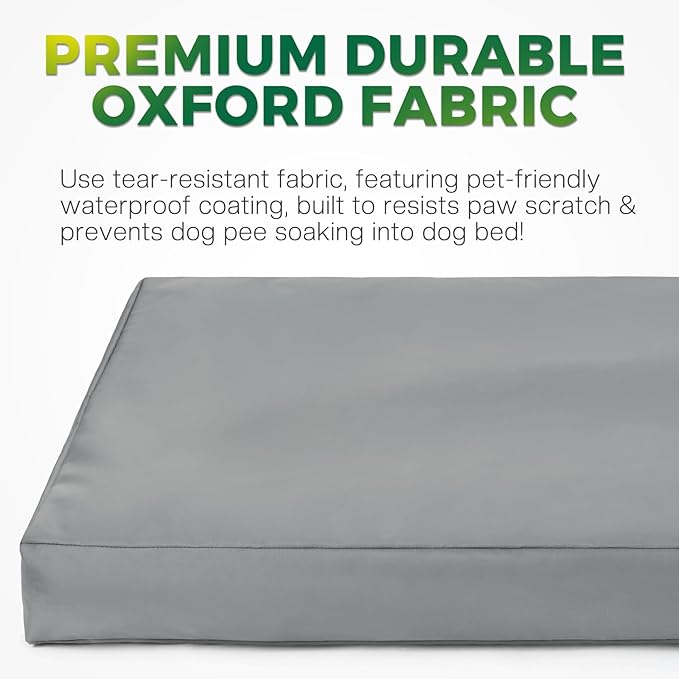 Waterproof Dog Bed Cover Replacement Washable, Easy to Clean, Pet Hair Resistant, Heavy Duty Oxford, Zipper Closure, Indoor/Outdoor Use, Fits 36 Inch Dog Crate - Large - 35"x 22"x 3.5" - Grey