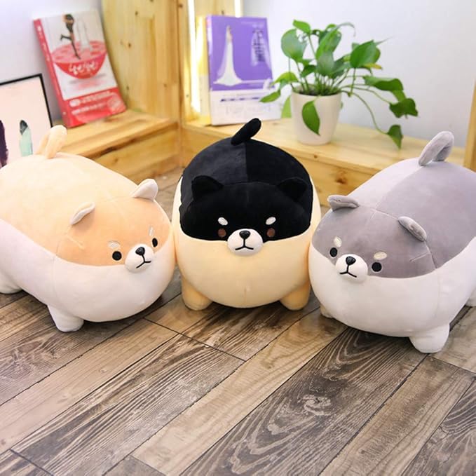 sofipal Shiba Inu Dog Plush Pillow,Cute Corgi Shiba Inu Stuffed Animal Toy Doll Gifts for Valentine,Christmas (Black, 19.6 inch)