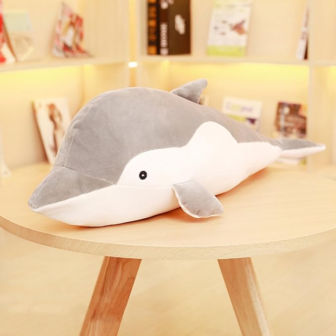 VSFNDB Stuffed Dolphin Animal Plush Toy 20 Inches Gray Large Animal Stuffed Plushies Super Soft Cute Cuddly Pillow Cushion Stuff Dolls Birthday Gifts for Children Kids Boys Girls Room Decor, 20Inches