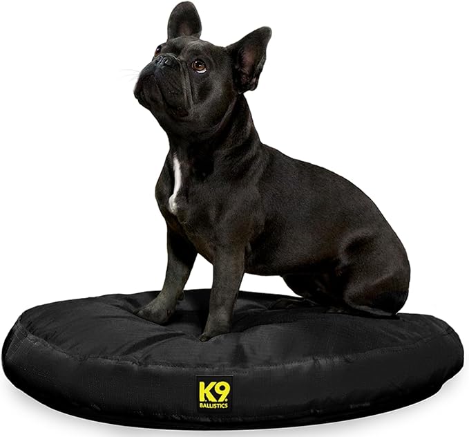 K9 Ballistics Tough Round Nesting Pillow Dog Bed - Removable Cover, Washable, Durable & Water Resistant Indoor/Outdoor Bed - Small, Obsidian Black