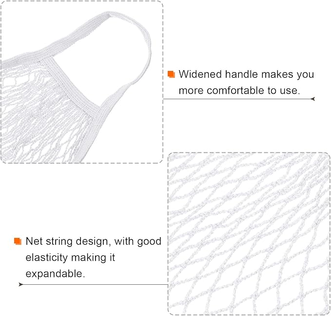 MECCANIXITY Cotton Mesh Bag Reusable Washable Mesh Net String Grocery Bags Organizer for Fruits Vegetables Shopping