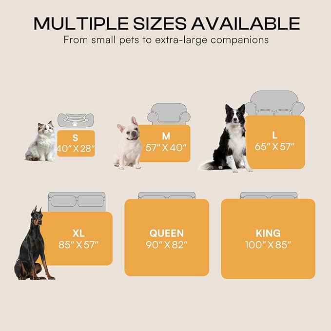 Luciphia Waterproof Pet Blanket, Liquid Pee Proof Dog Blanket for Sofa Bed Couch, Reversible Sherpa Fleece Furniture Protector Cover for Small Medium Large Dogs Cats, Grey+Beige Small（40" x 28"）