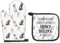 French Bulldog Dog Oven Mitts and Pot Holders Sets, Frenchbulldog Gifts Kitchen Accessories Sets, Complete Without a French Bulldog Heat Resistant Oven Glove Potholders for Kitchen Baking