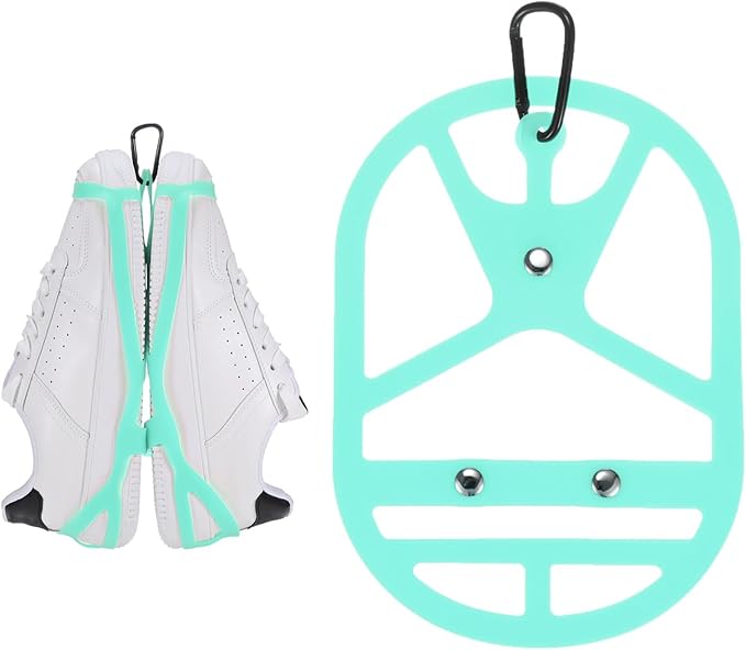 TIXIPEM Shoe Holster for Backpack [1SET] - Elastic Silicone Footwear Holder with Clip Use for Travel & Outdoors & Sports - [Cyan-Blue-M] Hang Extra Shoes Cleats Boots