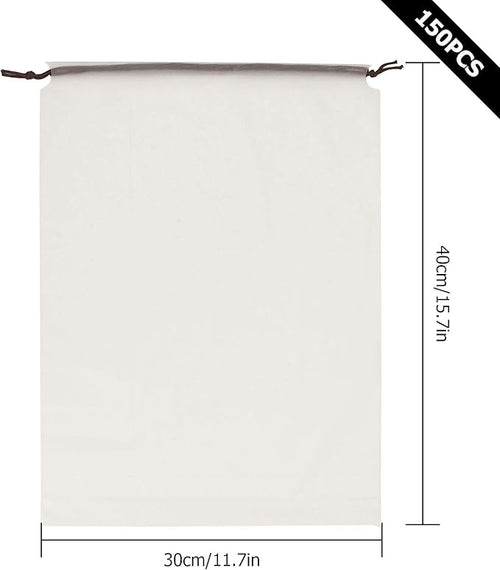 150 Pack Shoe Bags for Travel - 15.7" x 11.7" Large Clear Drawstring Bags - Waterproof Shoe Storage Dust Bags for Packing, Organization, Traveling