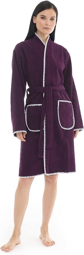 Seritaine Robes for Women, 100% Turkish Cotton Womens Robe, Luxury, Terry Cloth Long Spa Bathrobe