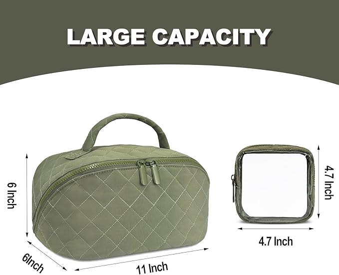 SXS LACONIC Makeup Bag,Quilted Puffer Cosmetic Bags,Travel Toiletry Bag for Women,Large Capacity Waterproof Make up Bag Set