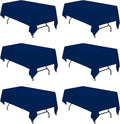 BRILLMAX 6 Pack Navy Blue Tablecloths for 6 Foot Rectangle Tables 60 x 102 Inch - 6ft Rectangular Bulk Linen Polyester Fabric Washable Cloth Cover for Wedding Reception Banquet Birthday Party