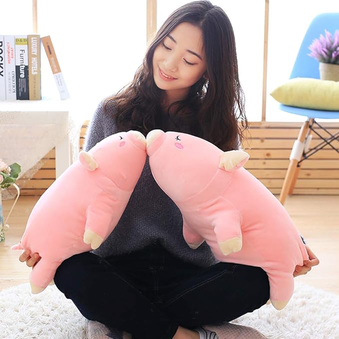 EHOTONG Pig Plush Pillow, Piggy Soft Hugging Pillow Funny Cute Pig Stuffed Animal Toys Christmas Birthday Girlfriend Gift, 22 inch