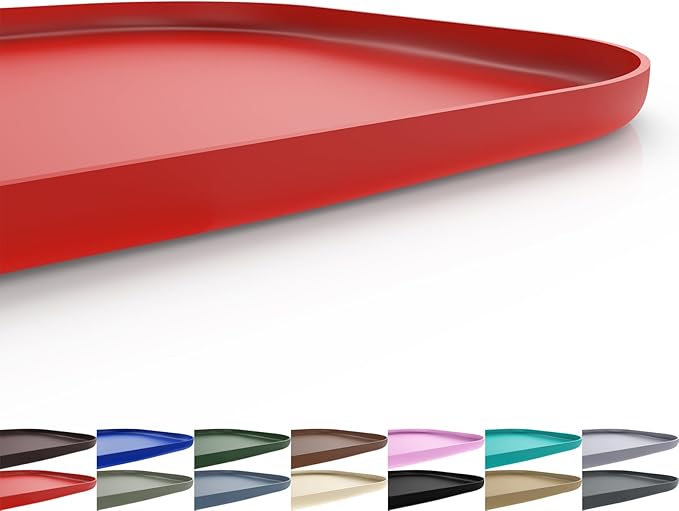 SMILOOL Silicone Pet Feeding Mat with Raised Edge for Food and Water, Dog Bowl Mats, Cat Bowls Placemat with High Lip for Floor Waterproof, Rubber Tray for Cats and Dogs 24 x 16 x0.8 Red