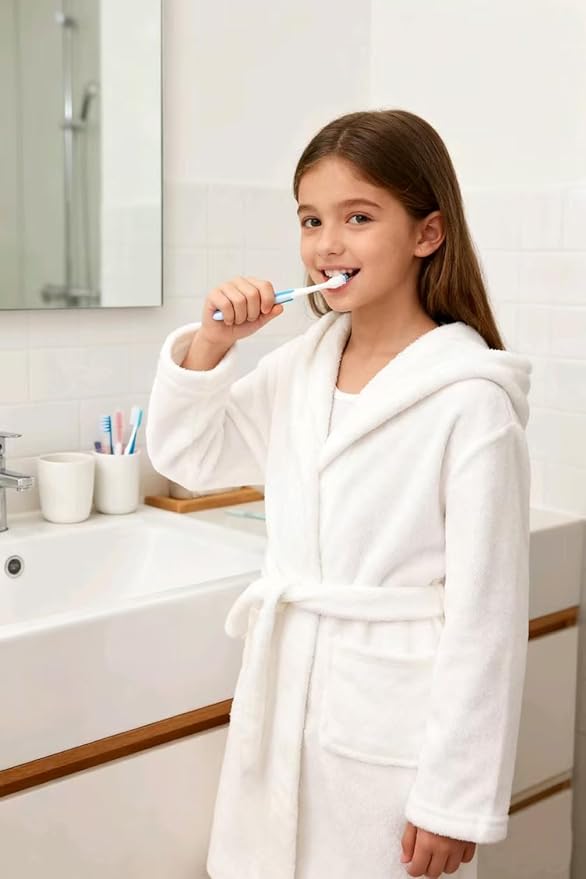 Fraprasty Boys Girls Hooded Robe Soft Touch Robe Kids Terry Cloth Cotton Spa Bathrobe Sleepwear 2-14 Years