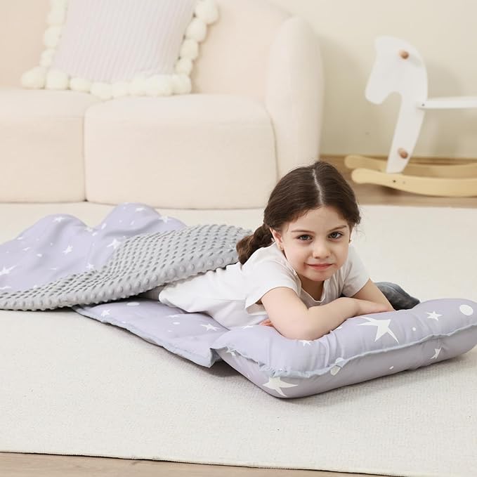 Lasoftan Toddler Nap Mat with Pillow and Blanket, Extra Large Rolled Napping Mats,Slumber Bags for Boys Girls,Kids Sleeping Bag for Daycare, Preschool Travel Camping