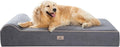 PetFun Jumbo Orthopedic Dog Bed for Large Dogs - 7-inch Thick Memory Foam Dog Bed with Pillow Removable Cover Machine Washable (Gray | Suede), 50''L x 34''W x 10''Th I Extra Large