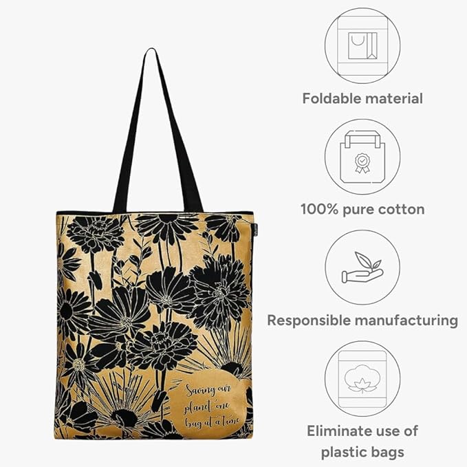 Eco Right Tote Bag for Women, Reusable Grocery Bag, Canvas Tote Bag for Shopping, Cotton Bag for Daily Use, Gifts for Women