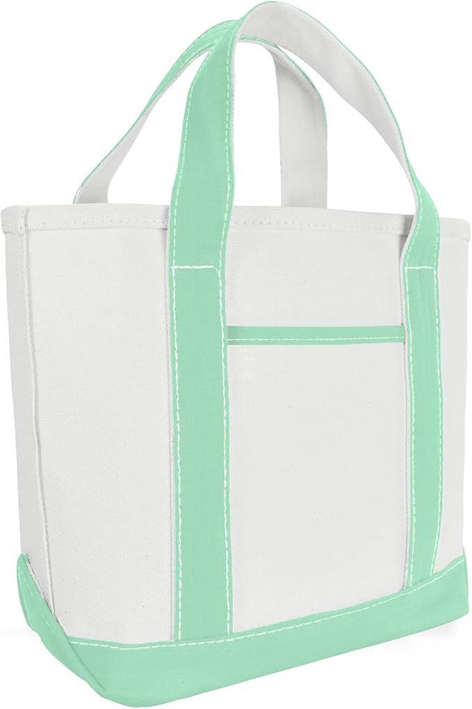 DALIX 14" Mini Small Cotton Canvas Party Favor Wedding Gift Tote Bag in Mint Green