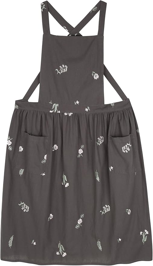 Japanese apron Women-Cross Back Apron for Women with Pockets, Pinafore Aprons, Womens Cotton Linen Apron
