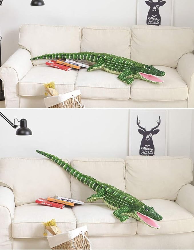 MMTTAO Alligator Plush Toy Realistic Crocodile Stuffed Animal 39 Inch Jumbo Animal Stuffed Soft Plushies Cute Dolls Collection Huggable Pillow Cushion Birthday Gift for Kids Children Boys Girls, 39''