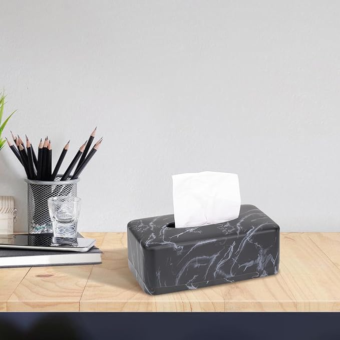MOCHTERO Marble Pattern Tissue Box Cover,Rectangle Tissue Holders,for Bathrooms,Bedroom,Dinner Table,Office