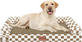 Large Dog Bed Orthopedic Washable: Beds Bolster XL Bed Large Big Dogs Egg Crate Foam Couch Sofa Waterproof with Removable Cover - Brown Grid