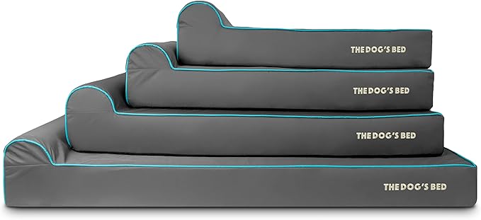 The Dog’s Bed Orthopedic Headrest Dog Bed XXXL Grey/Blue, Memory Foam, Pain Relief for Arthritis, Hip & Elbow Dysplasia, Post Surgery, Lameness, Waterproof Washable Cover, Veterinary Approved