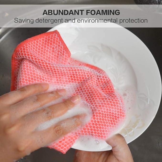 SINLAND Microfiber Dish Cloth for Washing Dishes Towels Rags Best Kitchen Washcloth Cleaning Cloths with Poly Scour Side -Used for Plates, Bowls and Dishes, 5 Color Assorted 12inchx12inch 10pack