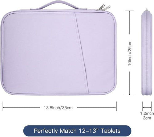 12.9 Inch Tablet Sleeve for Samsung Galaxy Tab S10+ Plus/S9+ S8+/S7+ Plus/S7 FE,iPad Pro M5 M4 13 2025/Air M2 13/Pro 12.9, 12.4" Microsoft Surface Laptop Go 2/11 Snapdragon/10/9/8 Carrying Bag-Purple