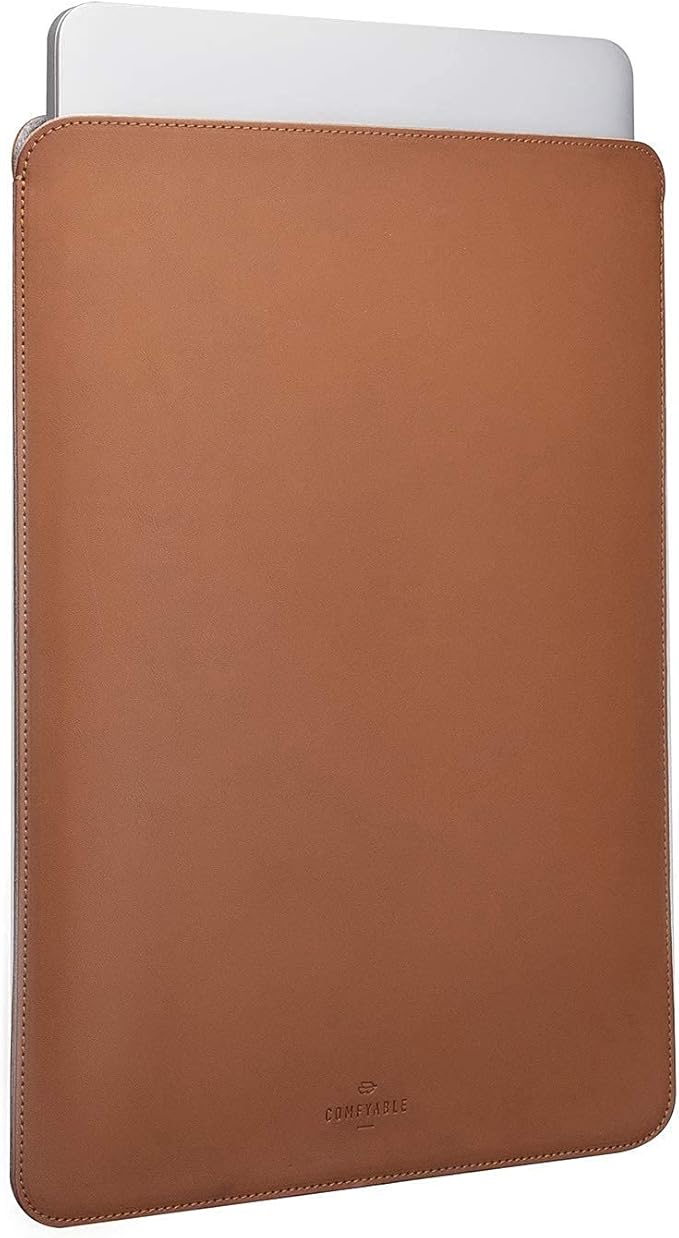 Comfyable Laptop Sleeve 14 Inch Precisely Compatible with MacBook Pro M5 M4 M3 M2 M1 Pro/Max 2025, Faux Leather Cover Case 14 in, Brown