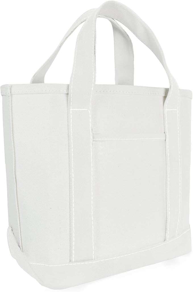 DALIX 14" Mini Small Cotton Canvas Party Favor Wedding Gift Tote Bag in White