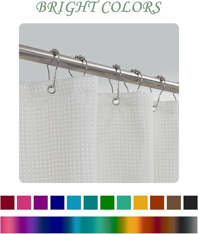 ggaimwf 36x72 Inch Solid Color Shower Curtain for Bathroom Waffle Bath Water Resistant Fabric Curtains Beige Modern Thick Shower Stall Curtain with Metal Hooks