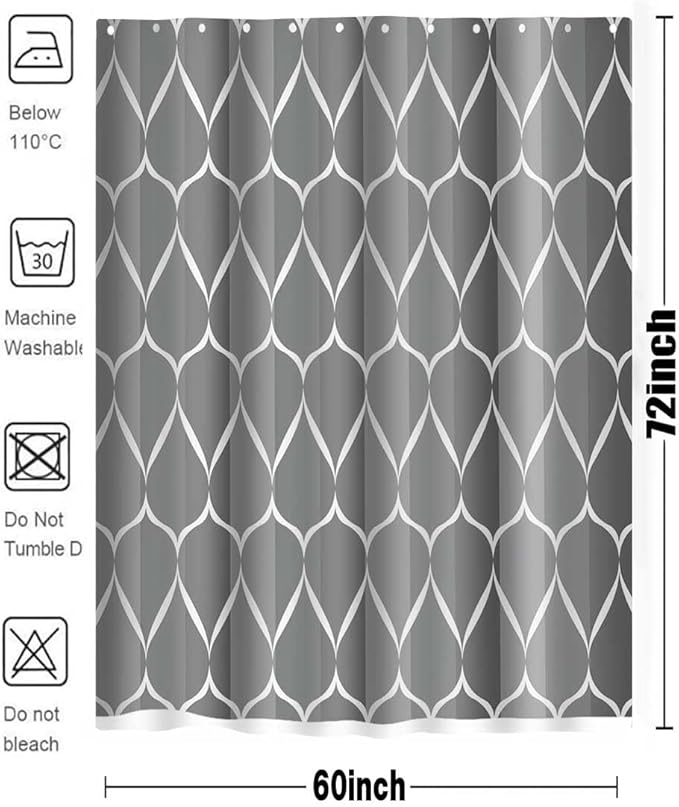 MCCKTIU Gray Shower Curtain Grey Modern Bathroom Shower Curtain Waterproof Fabric Machine Washable Shower Curtains 60 x 72 Inches