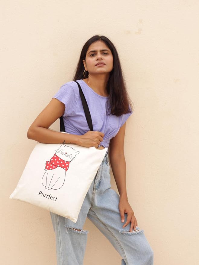 Ecoright Tote Bag for Women with Zipper, Small Tote Bag, Canvas Bag, Reusable Cotton Bag for Beach, Grocery, School & Work