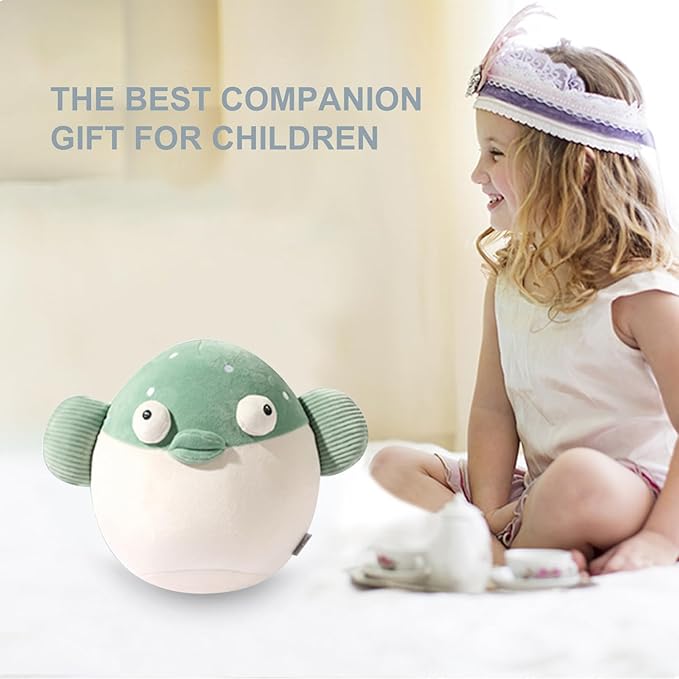 stocaggio Kids Travel Pillow - 2-in-1 Deformable Kids Neck Pillow for Traveling, Soft U-Shaped Pillow with Adorable Animal Design, Comfy Sleep and Play, Ideal for Airplanes and Traveling (Green Fish)