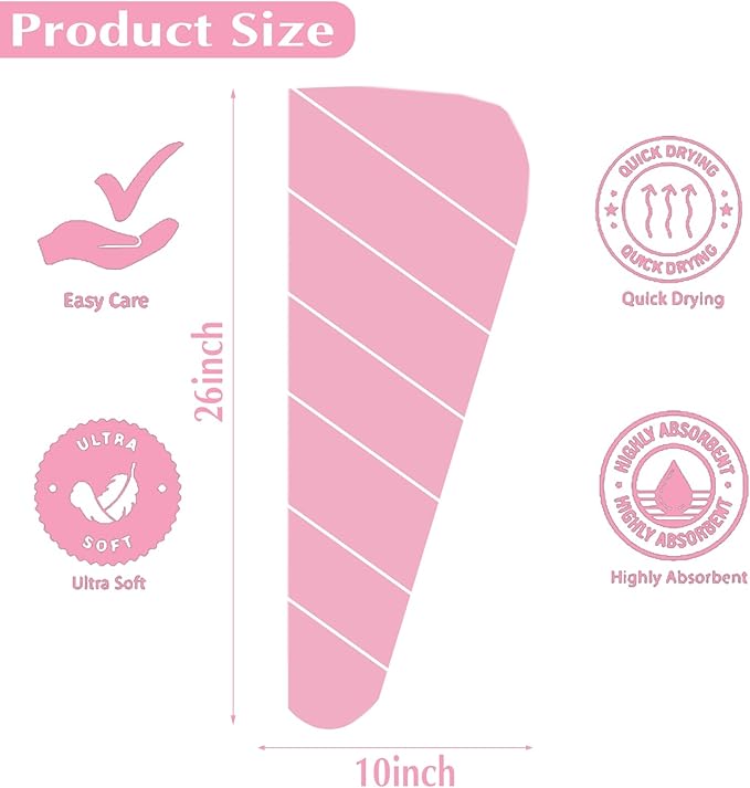 YHPDYL 3 Pack Microfiber Hair Towel Wrap for Women, Fast Drying Hair Turban with Button, Anti-Frizz Large Hair Towel for All Hair Styles, Soft & Absorbent Hair Drying Towel