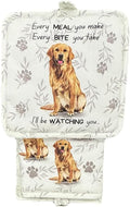 Golden Retriever 3-Piece Kitchen Set - Oven Mitt, Pot Holder & Kitchen Towel Set, Heat Resistant up to 420 F, Soft Quilted Cotton for Cooking, Baking, BBQ, Pet Lover Gifts (Golden Retriever)