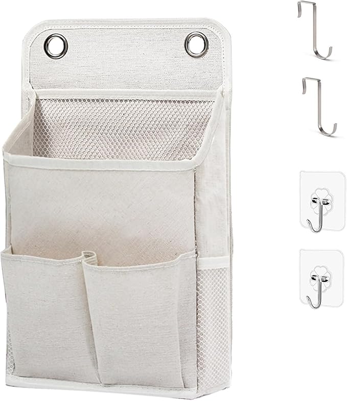 Someteth Hanging Basket for Organizing, Wall Organizer with Pockets and Over The Door Organizer，Can for Home, Closet, Office and Camper (1 White)