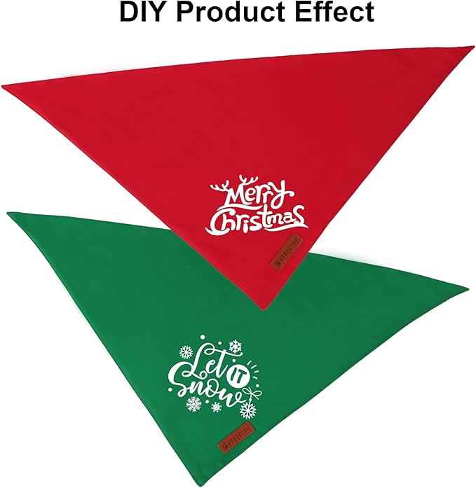 ADOGGYGO 2 Pack Red Green Dog Bandanas, Soft Cotton Solid Color Pet Triangle Scarf, Adjustable DIY Christmas Bandanas for Extra Large Dogs (X-Large)