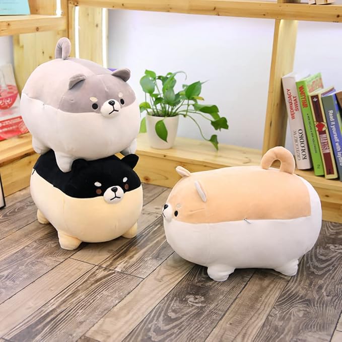 sofipal Shiba Inu Dog Plush Pillow,Cute Corgi Shiba Inu Stuffed Animal Toy Doll Gifts for Valentine,Christmas (Black, 19.6 inch)