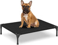 PVY Elevated Dog Bed for Outdoor, Medium Raised Dog Cot with Washable Mesh, Cooling Pet Cot Chew Proof for Outside Camping, 32"x25" Black