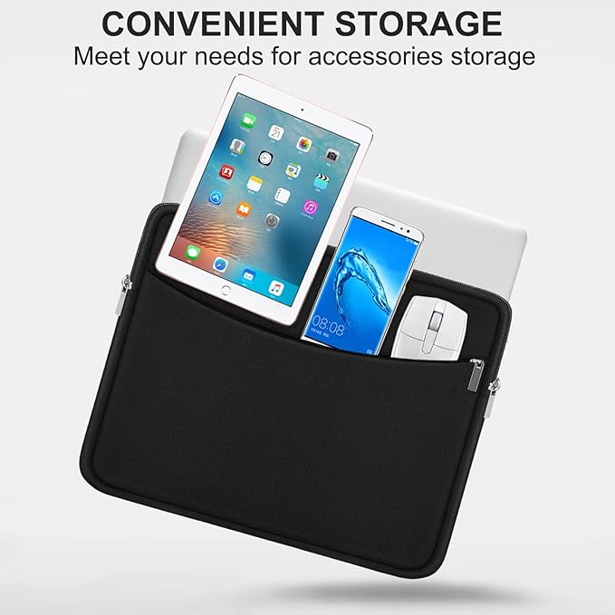 17-17.3 Inch Laptop Sleeve, Shockproof Protective Carrying Computer Cover Bag with Accessory Pocket, Portable Laptop Case Compatible with HP, Dell, Lenovo, Lenovo, Acer, Black