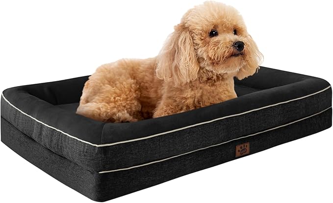 TaiBest Waterproof Memory Foam Dog Beds for Small Dogs Non-Slip Orthopedic Dog Beds Washable Couch Pet Bed with Removable Cover (Black, Small)