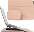 Allinside 13-14 Inch Laptop Sleeve Case for MacBook Pro 14" 2021-2024/MacBook Air 13" 2010-2017/MacBook Pro 13" 2010-2015, Waterproof PU Matte Leather Sleeve with Stand & Accessory Pouch, Pale Pink