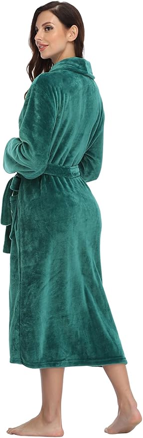 RONGTAI Womens Bathrobe Ladies Fleece Plush Warm Long Robes Fleece Nightgown Sleepwear