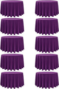 10-Pack Purple Round Tablecloths, 108 Inches, Stain-Resistant Polyester for 4-5 Ft Round Tables - Washable Table Covers for Weddings, Banquets, Birthday Parties, Events