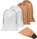 4-Piece Travel Shoe Bags for Packing, 23.6" x 19.3" Dustproof Shoe Bags - Flannel Shoes Pouch with Drawstring Closure,Washable & Reusable(Beige, Brown)