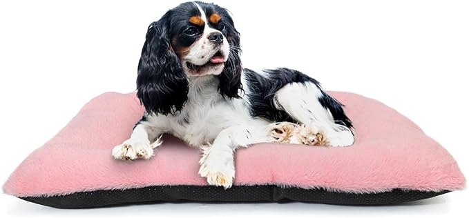 Puppy Crate Beds for Small Dogs and Cats Ultra Soft 24x18 Dog Bed for Crate Washable Cute Kennel Pad Cushion Anti-Slip for Pet Cozy Sleeping Mat 24 Inch,Pink