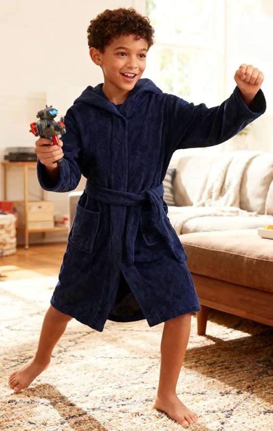 Fraprasty Boys Girls Hooded Robe Soft Touch Robe Kids Terry Cloth Cotton Spa Bathrobe Sleepwear 2-14 Years